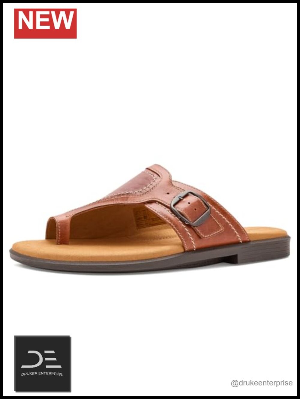 Women's Slide Sandals - Leather, Open Toe, Block Heel